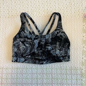 Lululemon Energy Bra Black Blue White Patterned Sports Bra